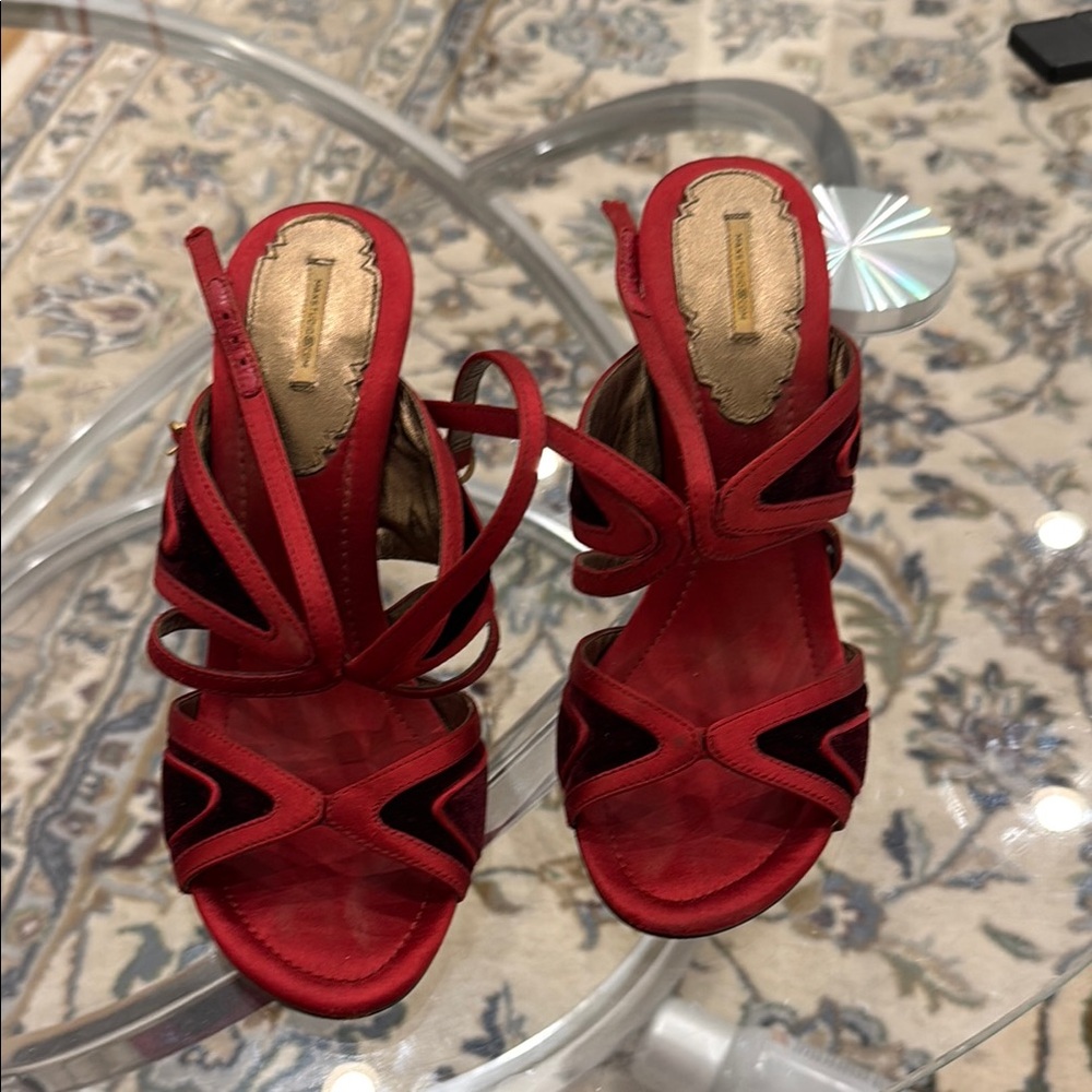 Elegant Red Heels with Crisscross Straps
